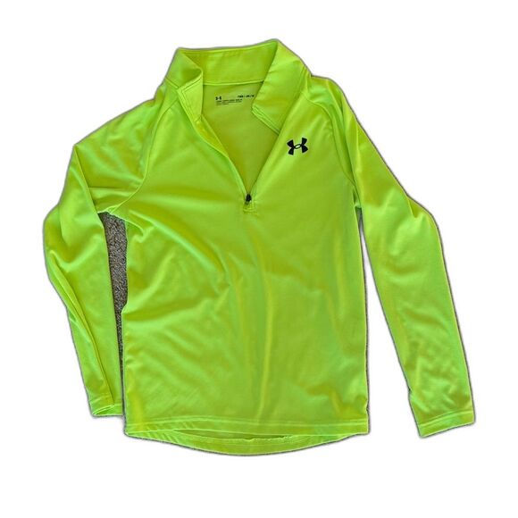 Under Armour Other - Under Armour Boys 10/12 Neon Green Quarter Zip Pullover YMD Athletic Tech Sporty